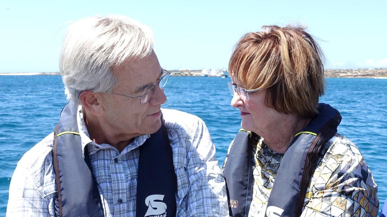 Bill and Linda Sullivan on a tour of the Galápagos Islands. (Courtesy)