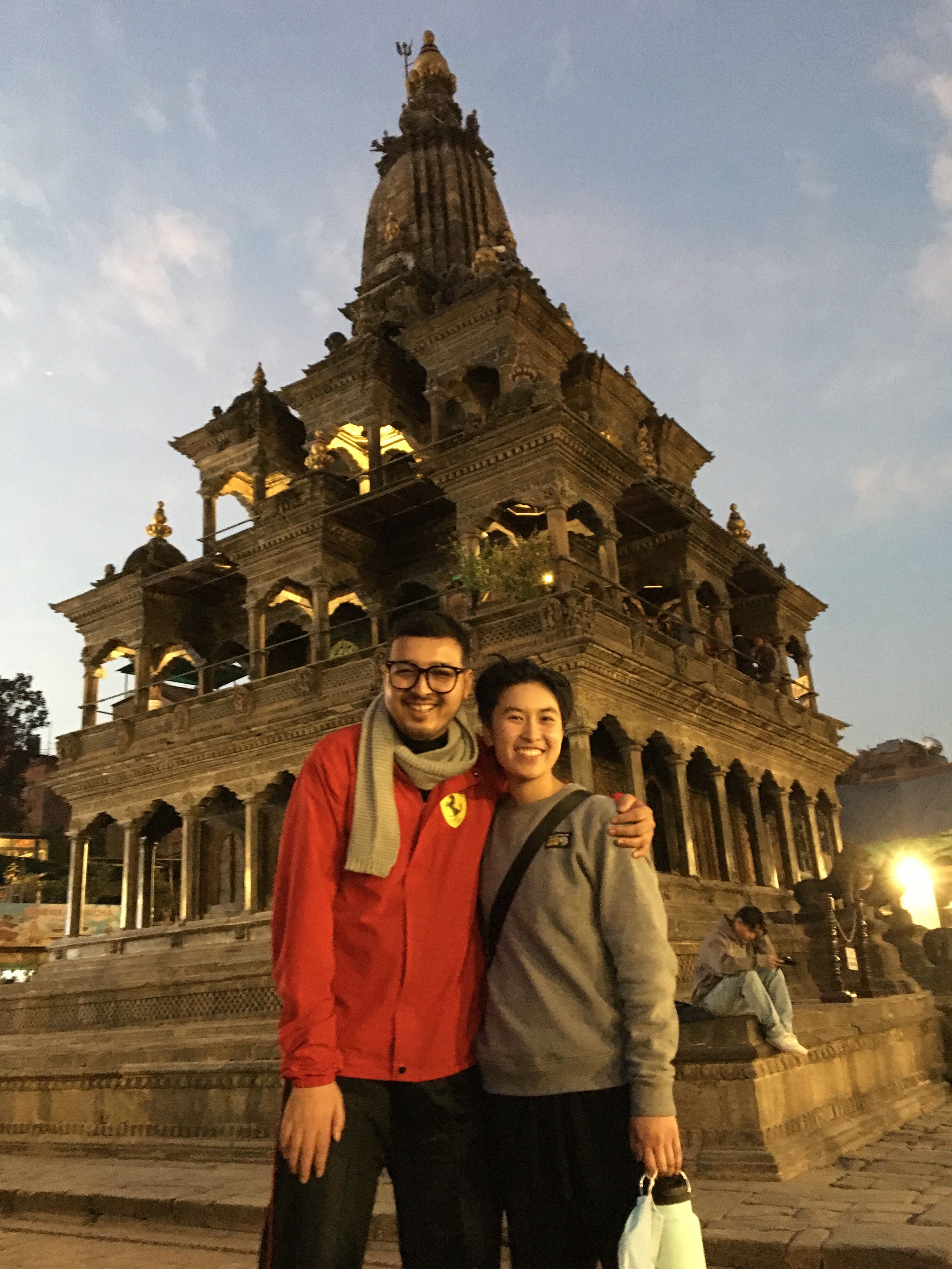 Nepali student Saugat Thapa and UC Davis Mei Vong during a visit to Patan Darbar Square. Photo by: Mei Vong, UC Davis