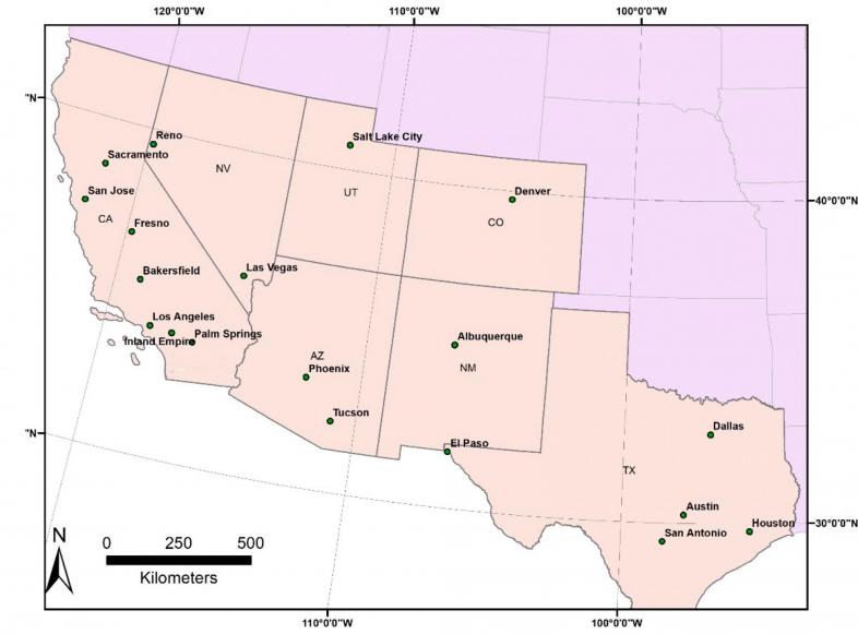 This study provides the most detailed mapping yet of how summer temperatures in 20 urban centers in California, Nevada, Utah, Arizona, Colorado, New Mexico and Texas affected different neighborhoods between 2018 and 2020.