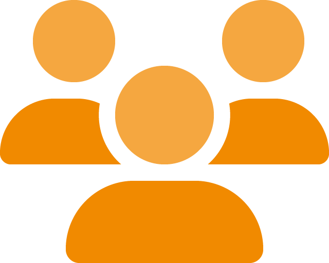 Three orange user icons