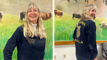 The college welcomed hundreds of FFA and 4-H students last March to compete in 21 agriculturally based judging contests. Executive Associate Dean Anita Oberbauer was so excited she even dressed up for the special occasion in her own FFA jacket circa 1976-77.