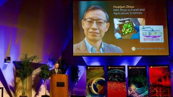 Animal Science Professor Huaijun Zhou received the National Academy of Sciences Prize in Food and Agriculture Sciences for his research on poultry genomes to help address food insecurity and climate change.