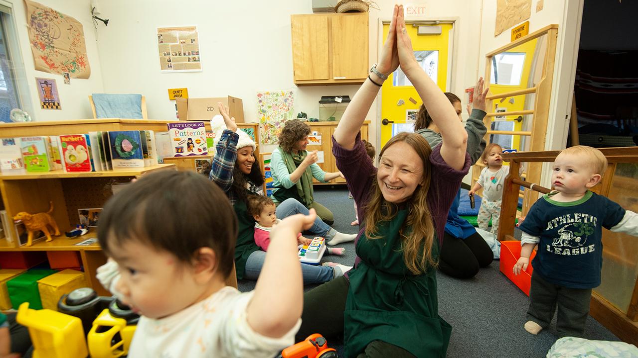 Teacher Julia Luckenbill interacts with infants at the Early Childhood Laboratory at the Center for Child and Family Studies at UC Davis.