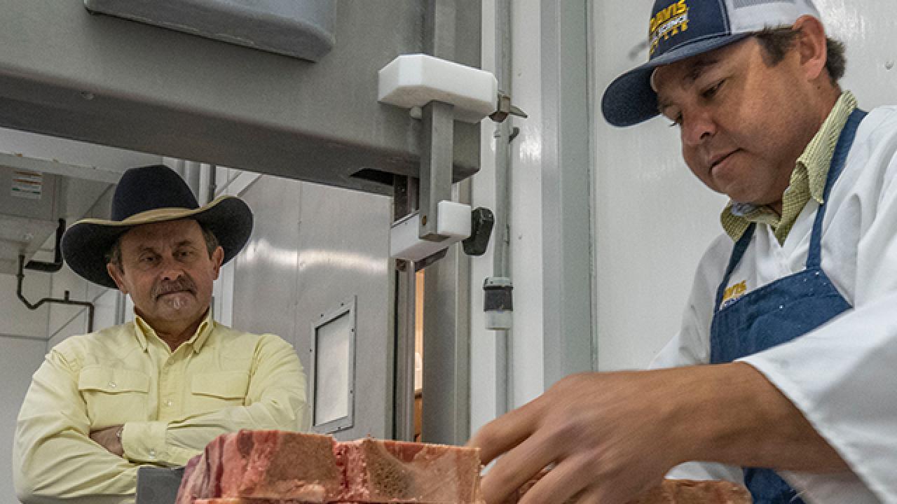 Dan Sehnert (left) and  his son, Caleb, both found their calling at  the UC Davis Meat Lab. 