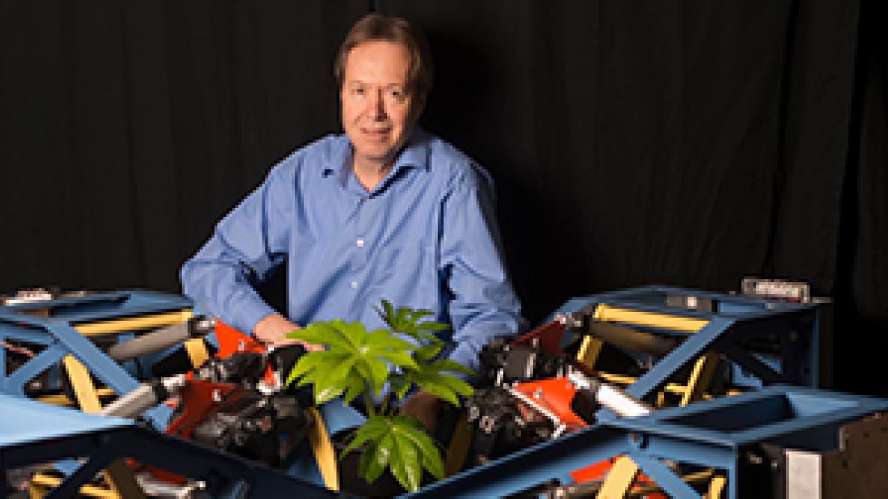 Professor David Slaughter developed a rapid, in-field phenotyping system with high-tech cameras that create three-dimensional, virtual models of each plant as it grows in the field.