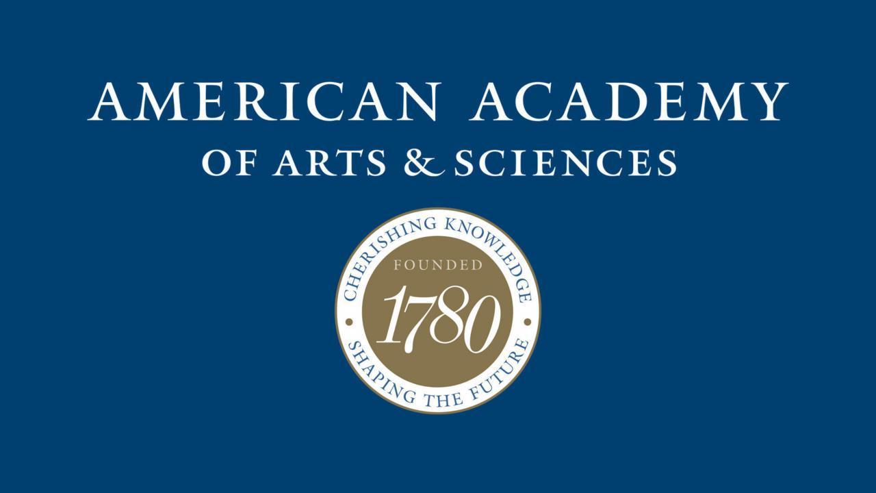 American Academy of Arts and Sciences with seal that reads "Cherishing Knowledge • Shaping the Future" around the outside of the circle and the inside the circle reads "Founded 1780"
