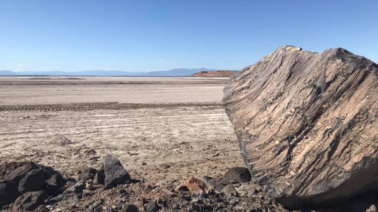 Exposed lakebed, or playa, at the Salton Sea. (Emily C. Dooley / UC Davis)