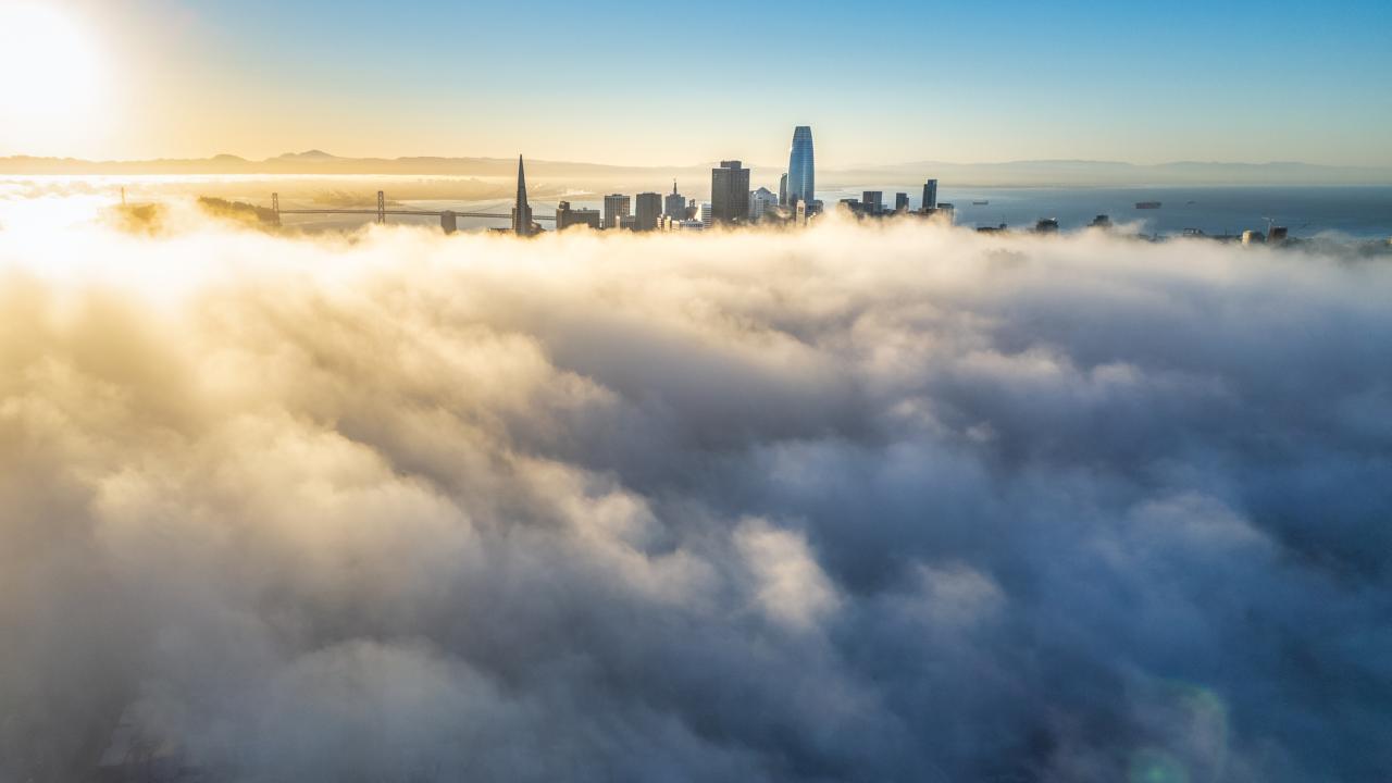  Clouds hover over San Francisco. Low clouds, like those often covering California's coast, are among the most important clouds for climate change and the planet's energy balance. (Getty Images)