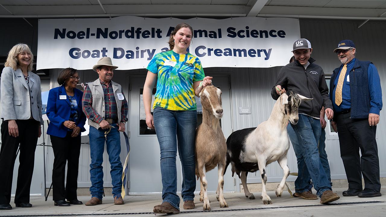 We kicked the New Year off with the official opening of our Noel-Nordfelt Animal Science Goat Dairy and Creamery on January 25. The facility is helping students model common animal husbandry issues facing production goat dairies. It also provides a space to process milk and to make cheese with state-of-the-art equipment.