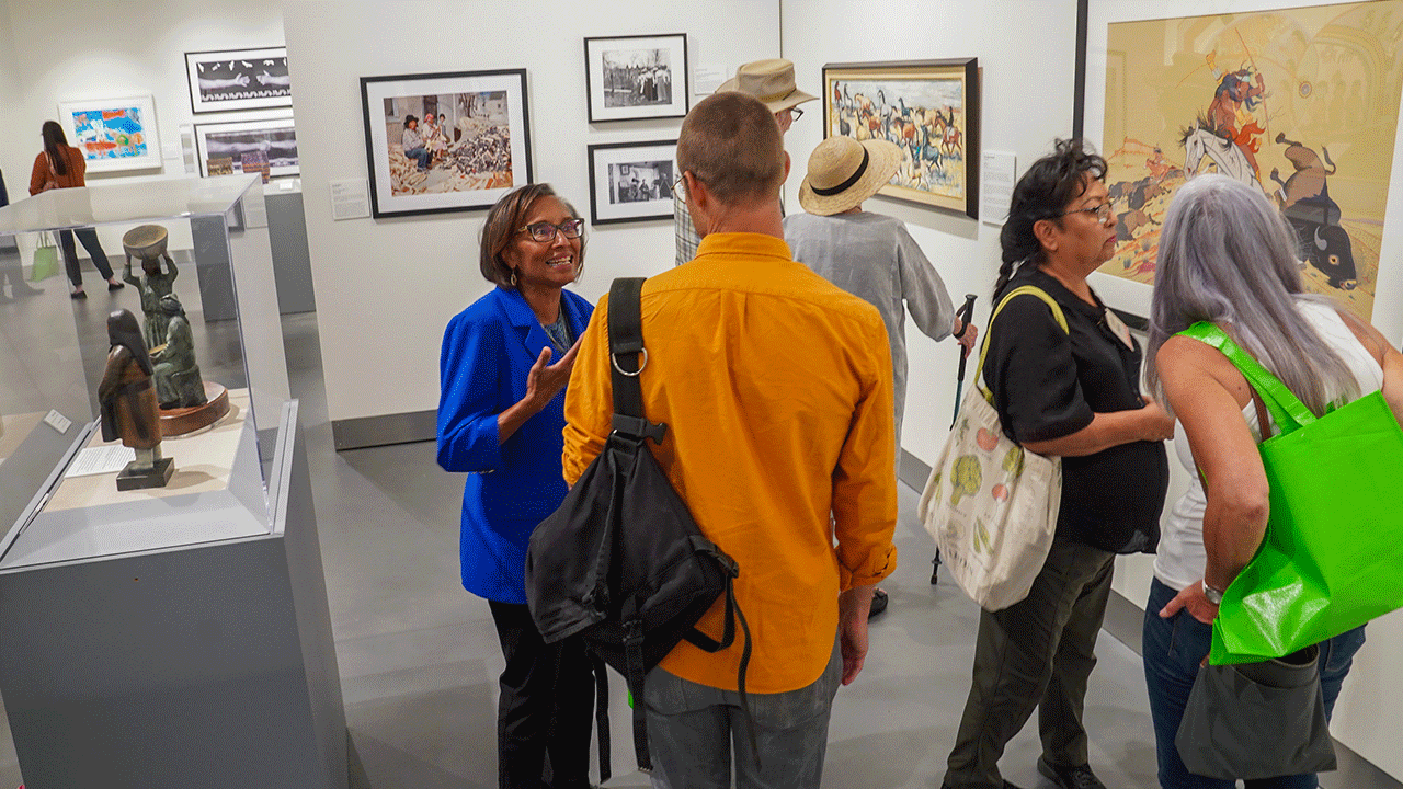 Dean Helene Dillard enjoys her visit at the Gorman Museum of Native American Art.
