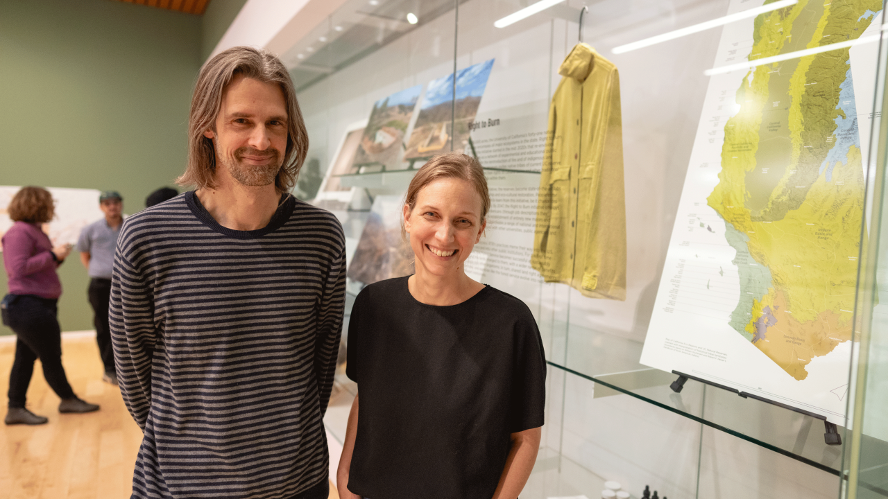 Brett Milligan and Emily Schlickman, professors of landscape architecture and environmental design, at the Manetti Shrem Museum at UC Davis.