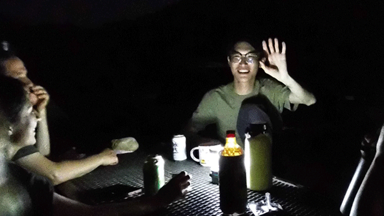 Yuanxin Ji and other students at a campsite near the Sierra Foothill Research and Extension Center in Yuba County.