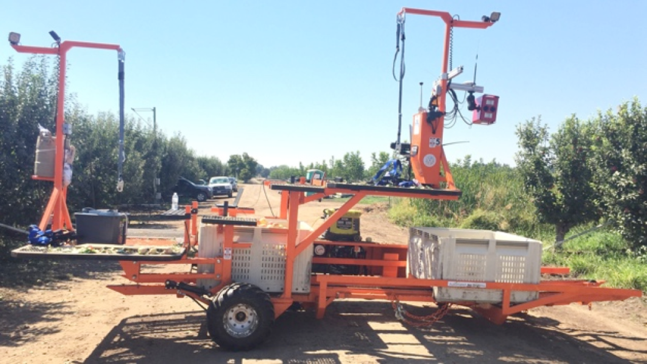 Vougioukas' team will be using an existing robotic platform, shown above, for their fruit picking arm design. Photo courtesy of Stavros Vougioukas