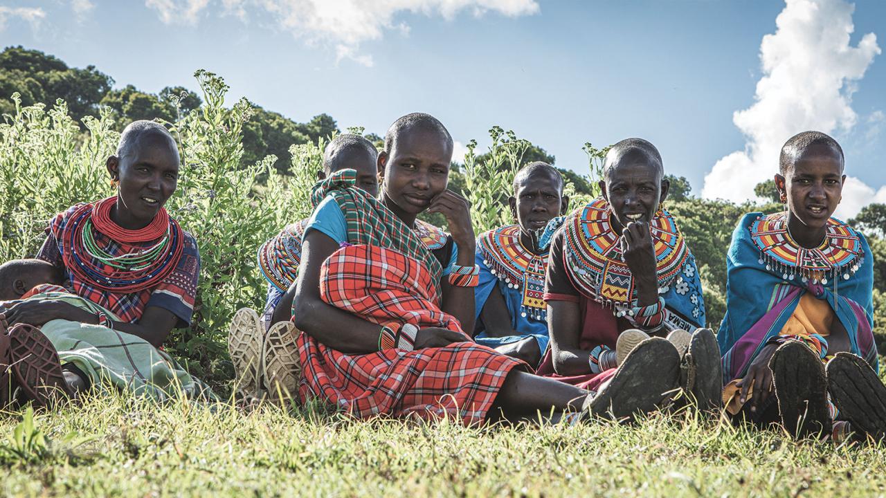Samburu women sitting together outside