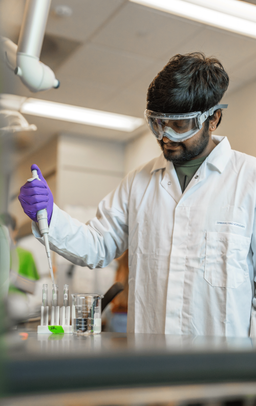 Srinivas Rao Voruganti, a student at Fort Valley State University in Georgia, in the lab where he did research as part of the Plant Agricultural Biology Graduate Admissions Pathways program. (Jael Mackendorf / UC Davis)