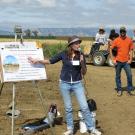 UC Davis agroecologist Amélie Gaudin talks about cover crops and nitrogen management at the Russell Ranch Field Day in May 2015. Ann Filmer/UC Davis