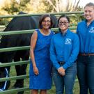 Dean Helene Dillard poses with students from the Draft Horse and Driving Club at the 2017 College Celebration.