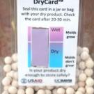 The DryCard indicates whether dried foods are dry enough to store safely.