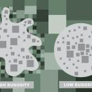 Traditional urban planning favors “concentric” layouts with a downtown core surrounded by suburbs and farmland (right). But Catherine Brinkley argues instead that cities should plan for “rugosity” (left) with more interfaces between functions.