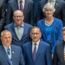 Chancellor May, top left, in group photo at Aug. 7 launch of the National Commission on Innovation and Competitiveness Frontiers. (Courtesy Council on Competitiveness)