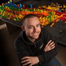 Recent graduate Chris Zaleski is assembling a topographical Lego map of California. (Gregory Urquiaga/ UC Davis)
