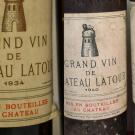 Wine labels of Château Latour a famous pauillac, for 1934 and 1940 vintages. The AOC is mentioned at the very bottom of the 1940 label.