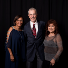 Dean Helene Dillard, James Seiber and Rita Seiber at the Award of Distinction ceremony in 2018.